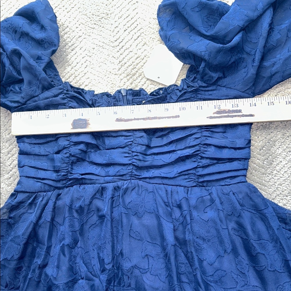 Altar'd State Clairyn Tiered Square Neck Ruffle Long-Sleeve Mini Dress Navy XS - Picture 11 of 13